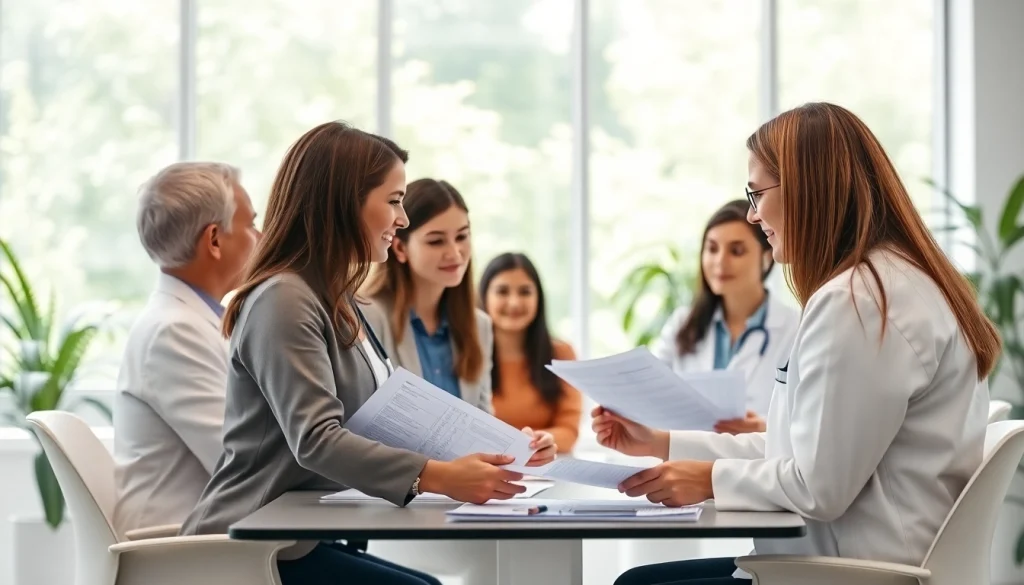 Engaging scene of a dental consultant in Maryland collaborating with dental professionals, showcasing expertise.
