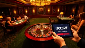 Experience thrilling gameplay at https://qq88.life/ with vibrant casino tables, poker chips, and roulette excitement.