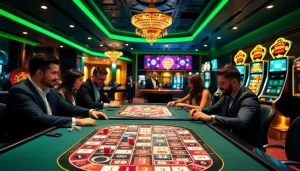 Engaging players enjoying רמיקוב אונליין at a vibrant online casino setting.