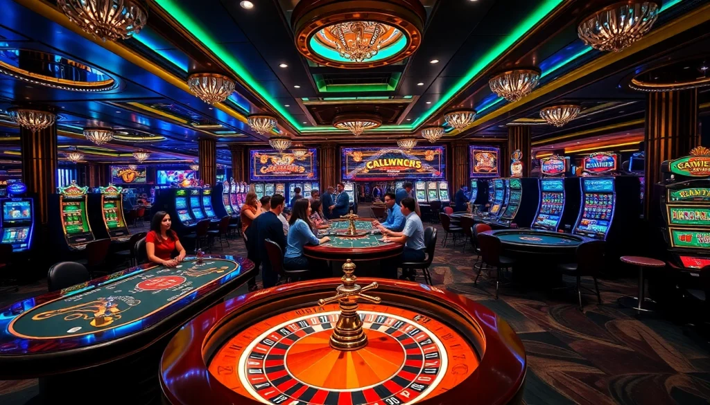 Exciting casino action featuring diverse players at https://ev882.sa.com/ poker tables and roulette wheels.