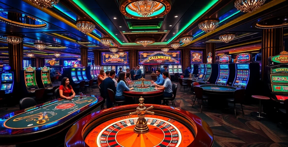 Exciting casino action featuring diverse players at https://ev882.sa.com/ poker tables and roulette wheels.
