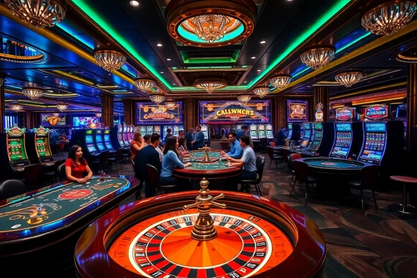 Exciting casino action featuring diverse players at https://ev882.sa.com/ poker tables and roulette wheels.