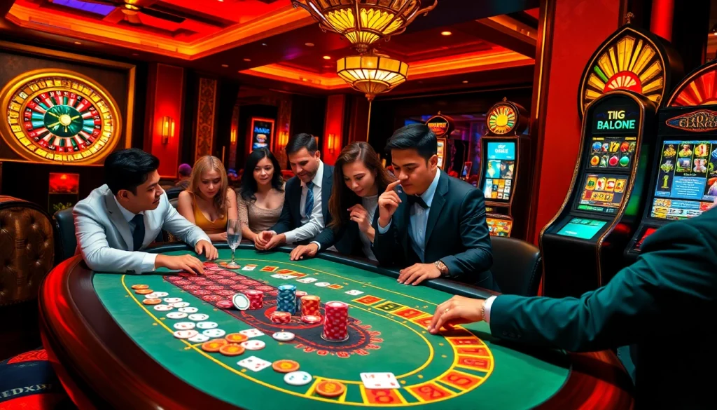Exciting poker action at a casino table with colorful chips, highlighting indoxxi gaming thrill.