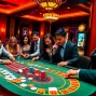 Exciting poker action at a casino table with colorful chips, highlighting indoxxi gaming thrill.