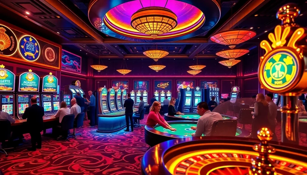 Engaging players enjoying onicplay in a vibrant, luxurious digital casino atmosphere.