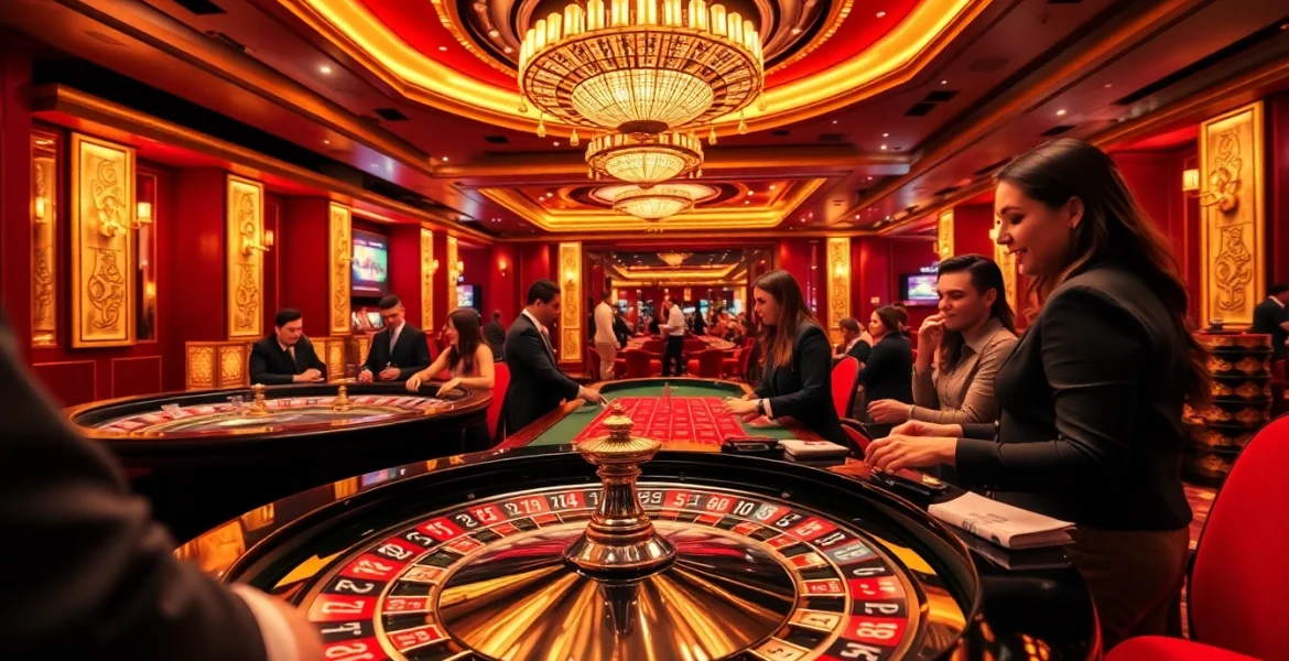 Exciting casino action showcasing new88bet with roulette, poker chips, and engaged players.