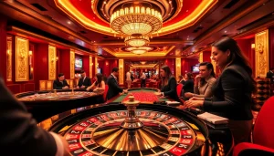 Exciting casino action showcasing new88bet with roulette, poker chips, and engaged players.