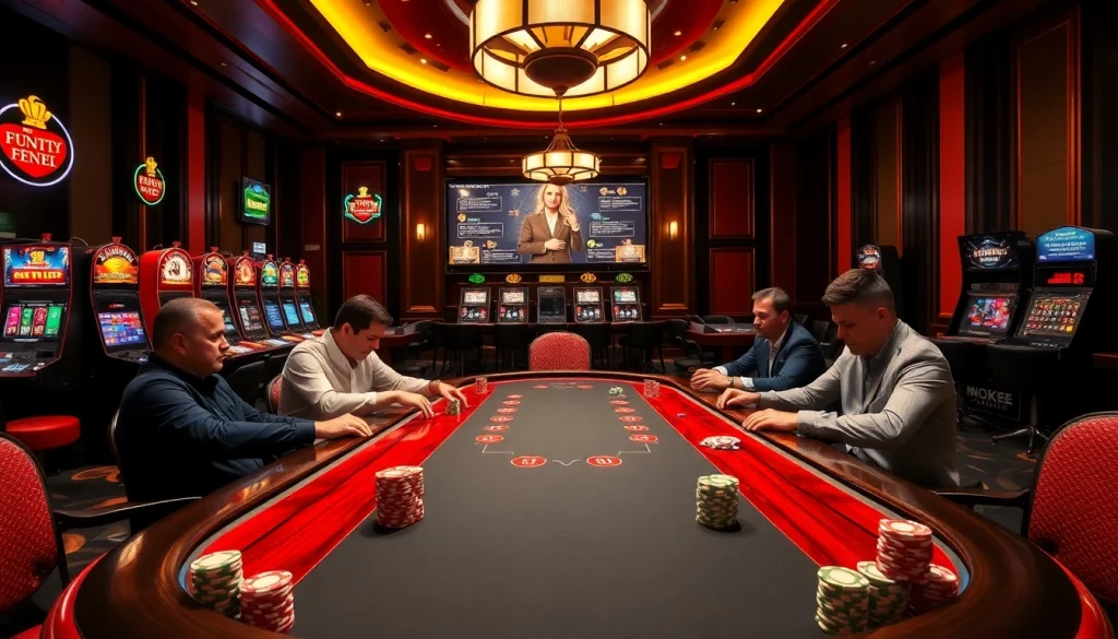 Engage in thrilling casino games at https://kjc.uk.com/ with a vibrant poker table scene.