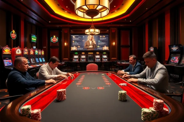 Engage in thrilling casino games at https://kjc.uk.com/ with a vibrant poker table scene.