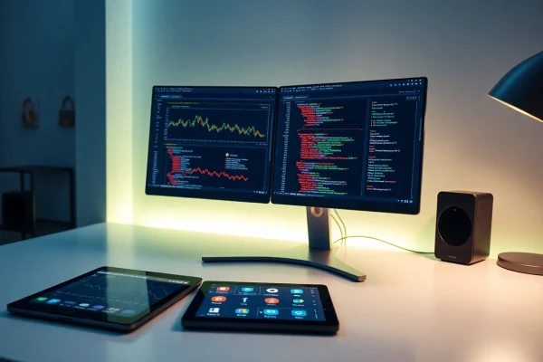 Developer using SerpApi to build an Amazon price tracker tool in an innovative workspace focused on infosec.