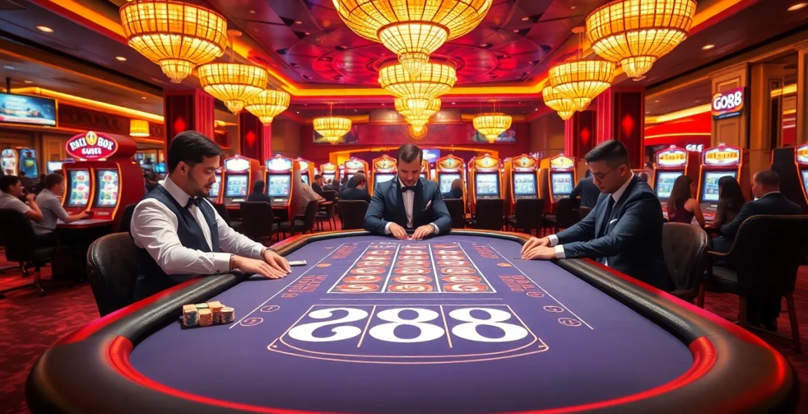 Join the excitement of GO88 as players engage at a vibrant casino table filled with action.