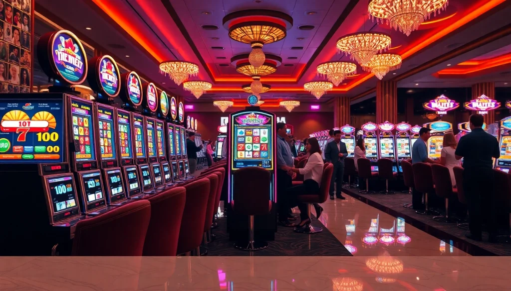 Rasakan sensasi taruhan slot 100 di mesin slot kasino mewah dengan tampilan yang penuh warna.