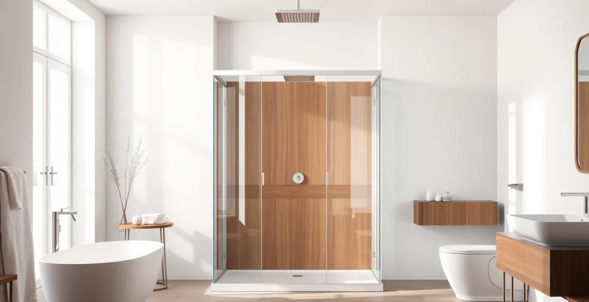 Admire the elegant cabine de douche italienne showcasing modern design in a stylish bathroom.