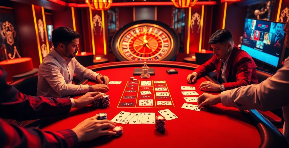 Players enjoying a thrilling game at XX 88 casino table with luxurious decor and vibrant atmosphere.