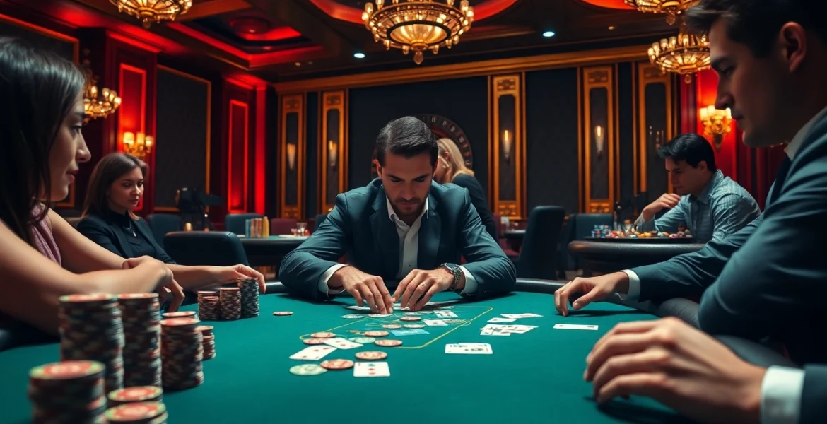 Engaging scene of players at a poker table, emphasizing নিবন্ধন করুন for exciting casino experiences.