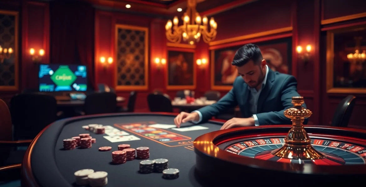 Experience thrilling gameplay at https://rr88.navy/ with poker chips and a roulette wheel in action.