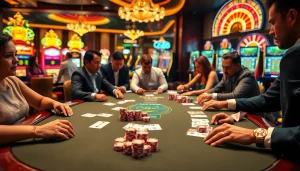 High-stakes game at GG88's luxurious casino poker table featuring chips, cards, and excitement.