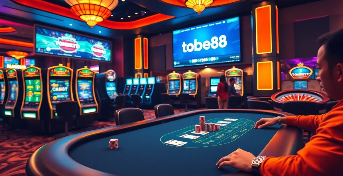 Experience thrilling gameplay at nhà cái tobet88 with vibrant casino tables and engaging slot machines.