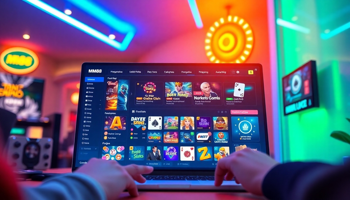 MM88 online gaming platform interface featuring vibrant colors and user-friendly design.
