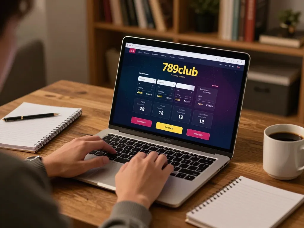 Engaging online gaming scenario with 789club interface displayed on a laptop.