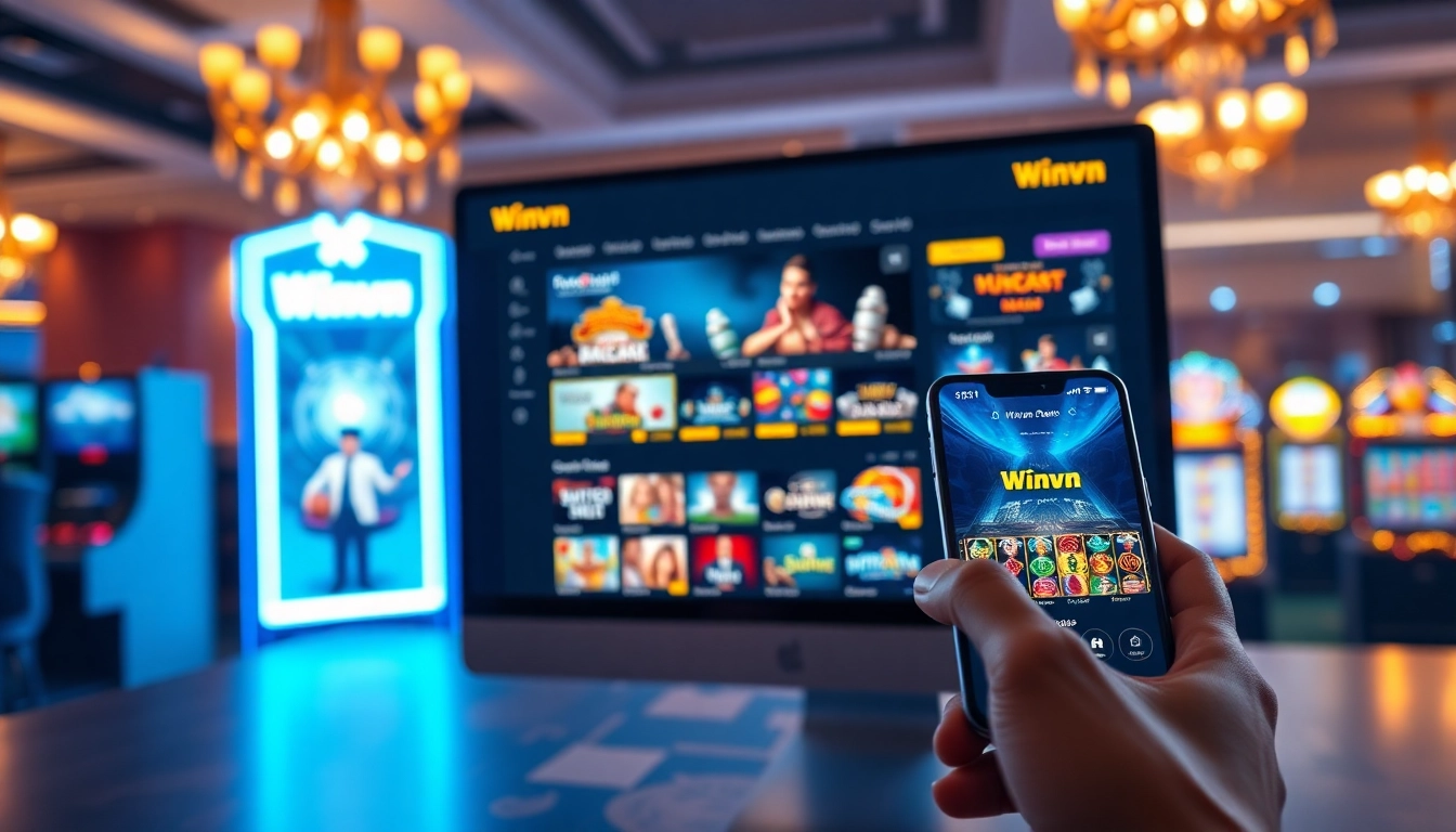 Experience the trustworthiness of Winvn uy tín with a modern online betting interface showcasing vibrant games.