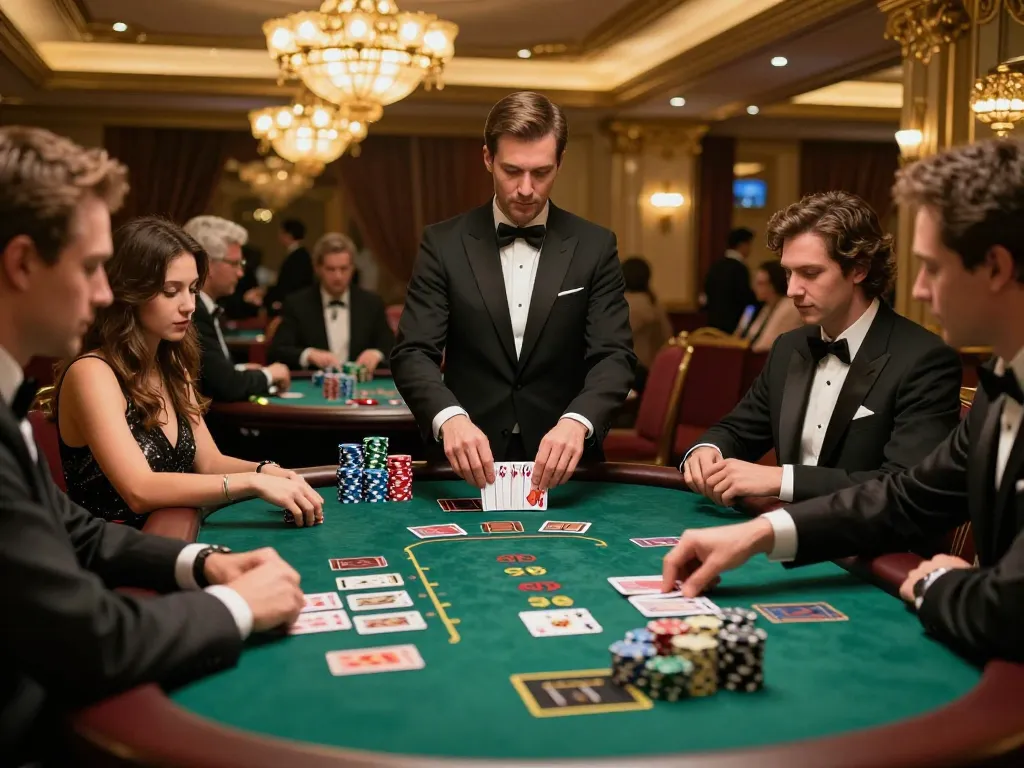 king33 players strategizing at a blackjack table under warm casino lighting
