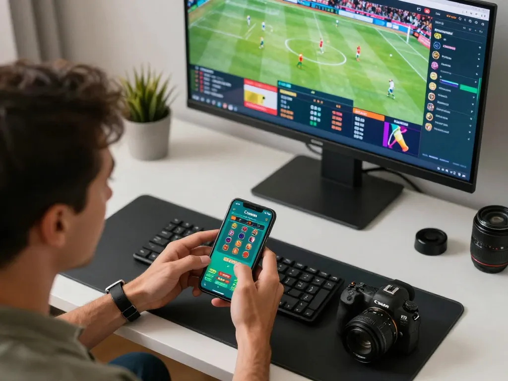 Excited player engaging in live betting on 678vip mobile app, showcasing sports betting excitement and strategic decisions