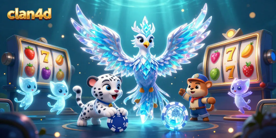 Spin slots and win big with clan4d featuring a dynamic ice phoenix and vibrant casino elements.