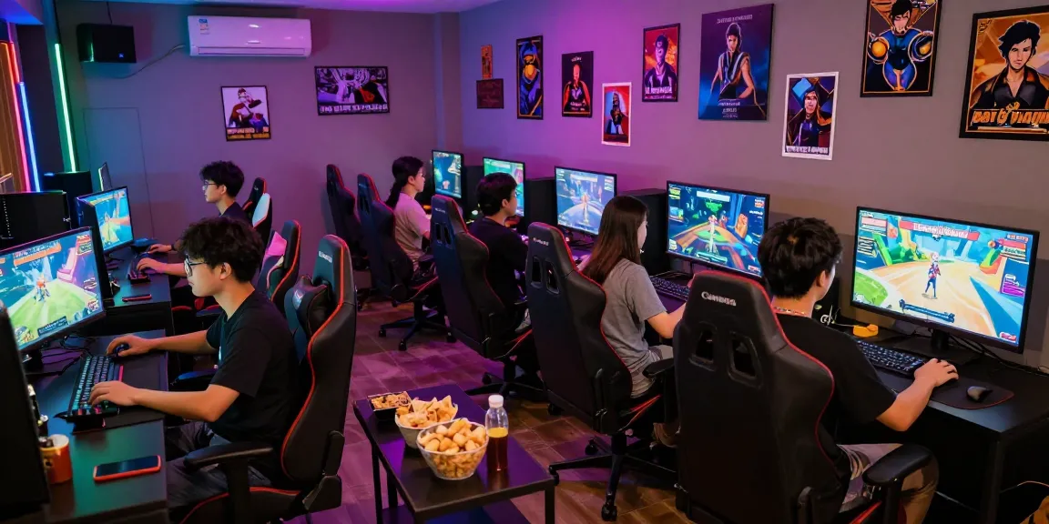 Friends enjoying game bai doi thuong in a vibrant gaming lounge atmosphere.