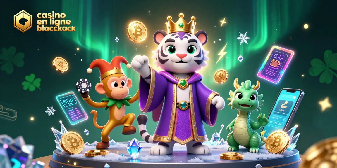 Jouez au casino en ligne blackjack avec cette illustration captivante d'un tigre et un singe jongleur.