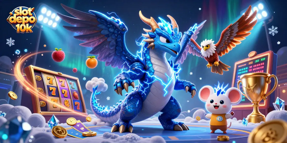 Engage with slot depo 10k for exciting wins in a vibrant casino-themed scene.