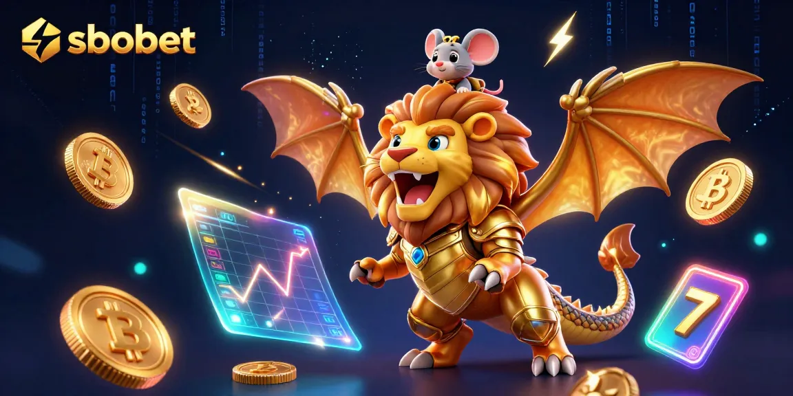 Experience thrilling sbobet gaming with unique 3D characters, glowing coins, and dynamic casino symbols.